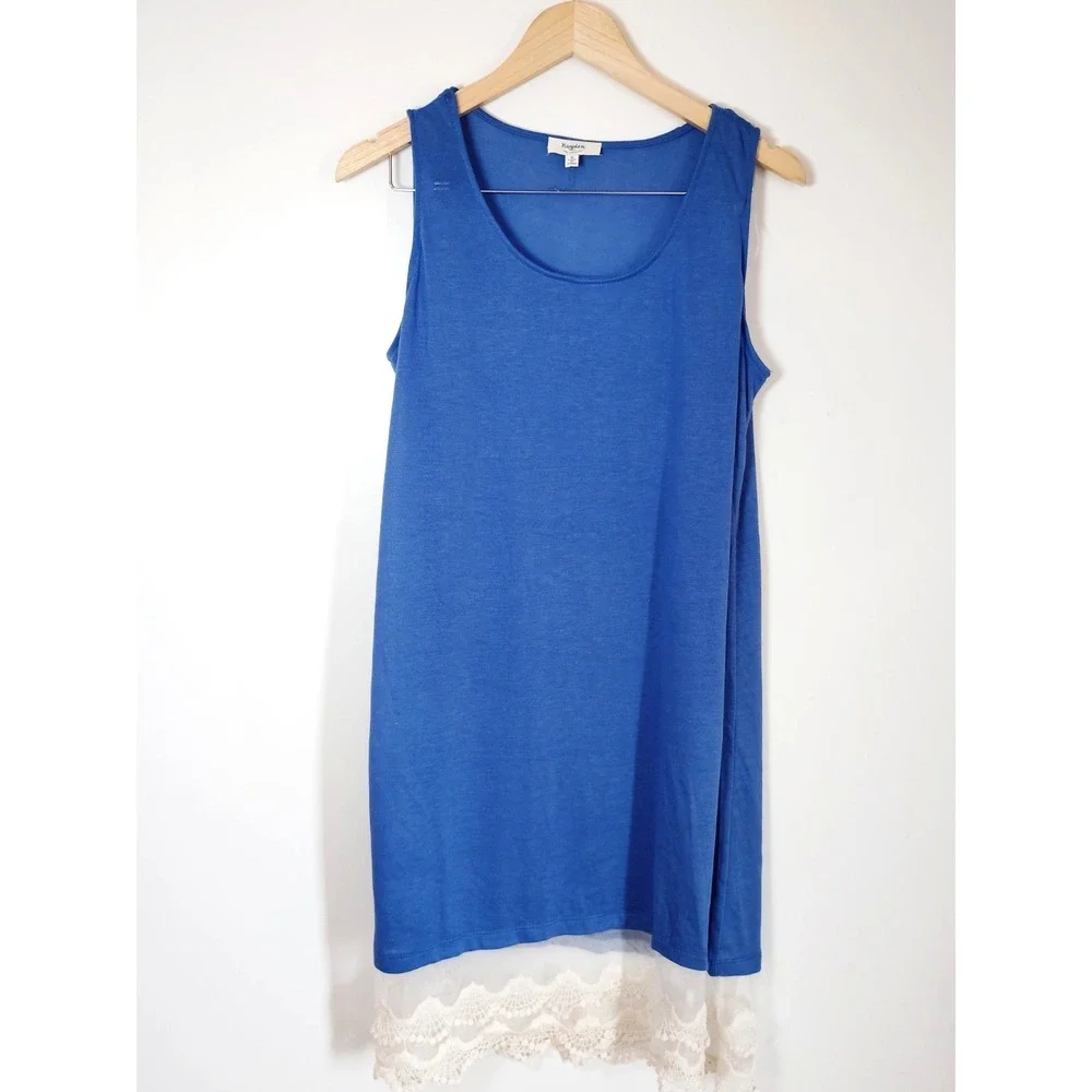 NWOT Hayden Los Angeles Sleeveless Lace Trim‎ Blue Dress Resort Nautical Women M